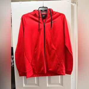 Nike Dri-Fit Red Full Zip Hoodie – Men’s Medium – Black Trim